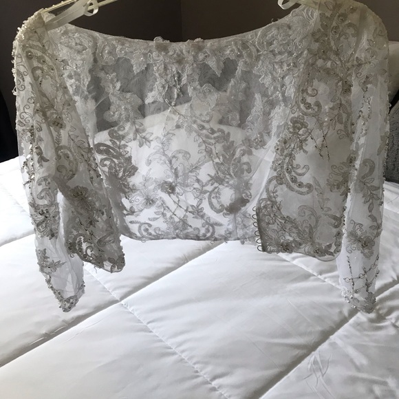 Sequined beaded wedding jacket - Picture 2 of 6